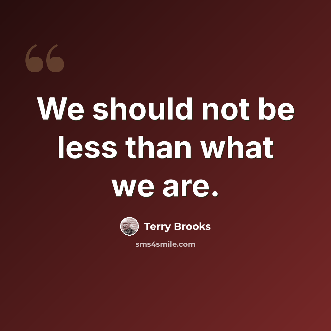 “We should not be less than what we are.” quote by Terry Brooks