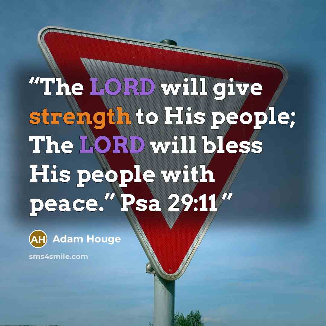 “The LORD will give strength to His people; The LORD will bless His people with peace.” Psa 29:11” quote by Adam Houge