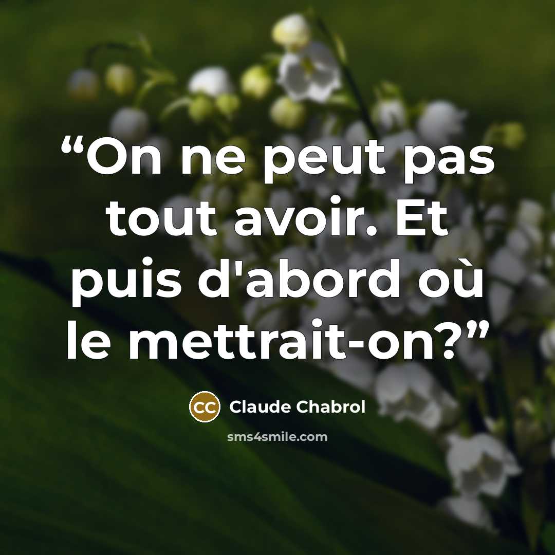 “On ne peut pas tout avoir. Et puis d'abord où le mettrait-on?” quote by Claude Chabrol