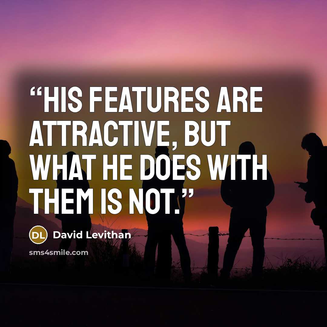 “His features are attractive, but what he does with them is not.” quote by David Levithan