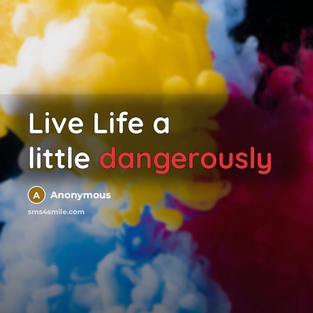 “Live Life a little dangerously” quote by Anonymous