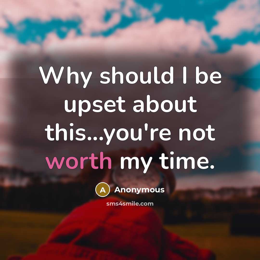 “Why should I be upset about this...you're not worth my time.” quote by Anonymous