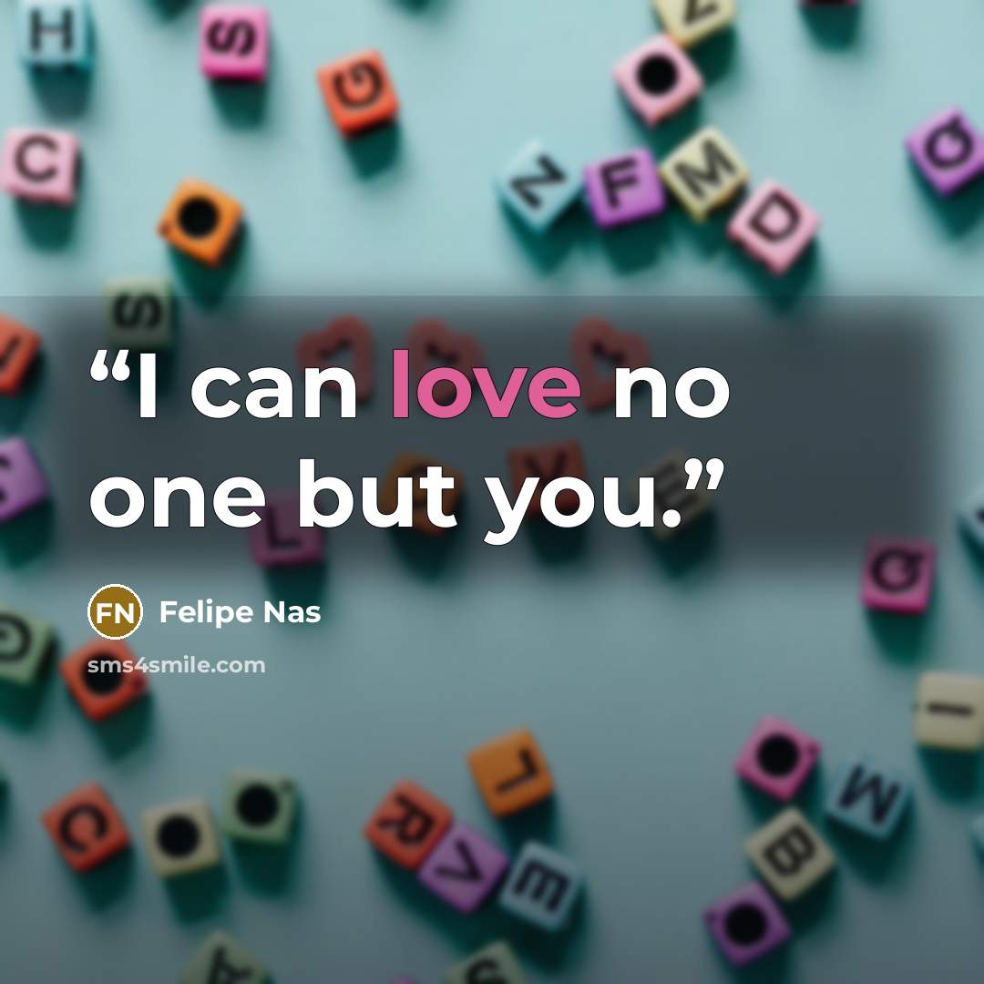 “I can love no one but you.” quote by Felipe Nas