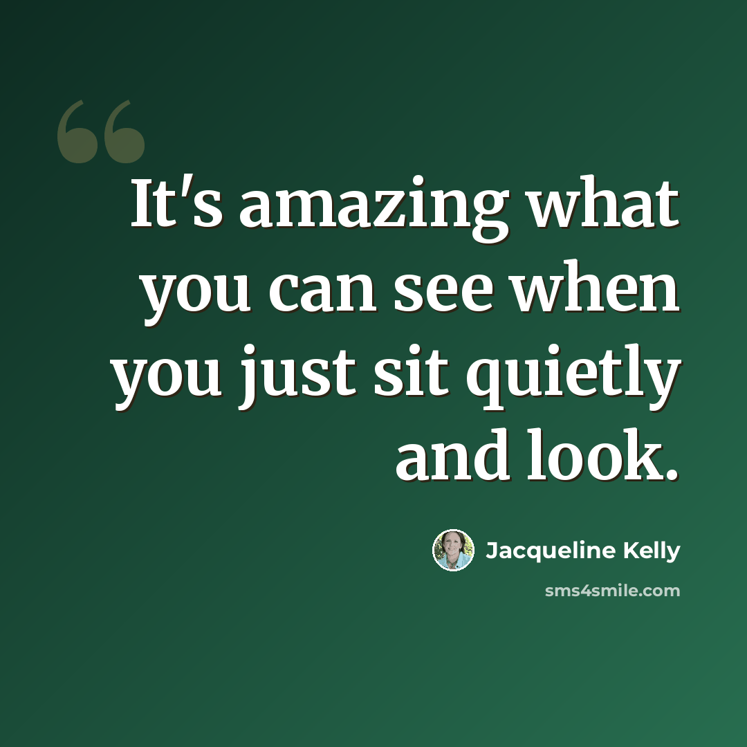 “It's amazing what you can see when you just sit quietly and look.” quote by Jacqueline Kelly