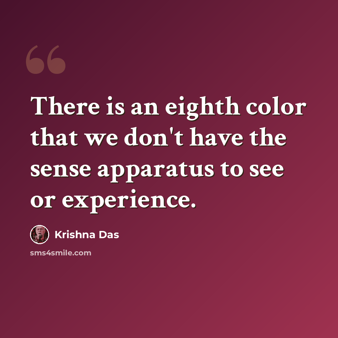 “There is an eighth color that we don't have the sense apparatus to see or experience.” quote by Krishna Das