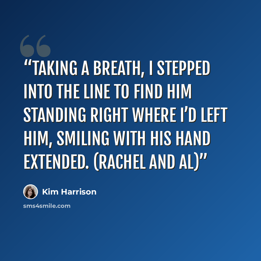 “Taking a breath, I stepped into the line to find him standing right where I’d left him, smiling with his hand extended. (Rachel and Al)” quote by Kim Harrison