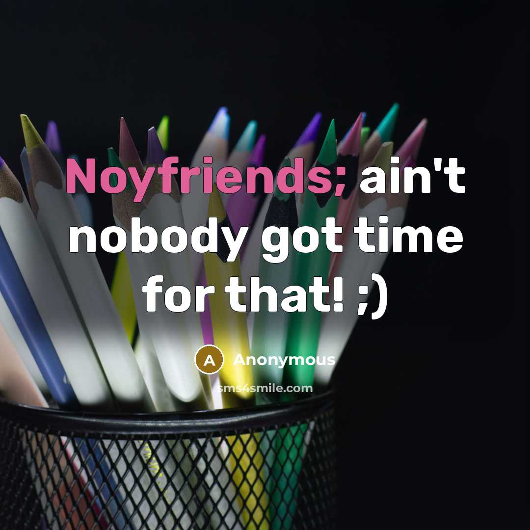 “Noyfriends; ain't nobody got time for that! ;)” quote by Anonymous