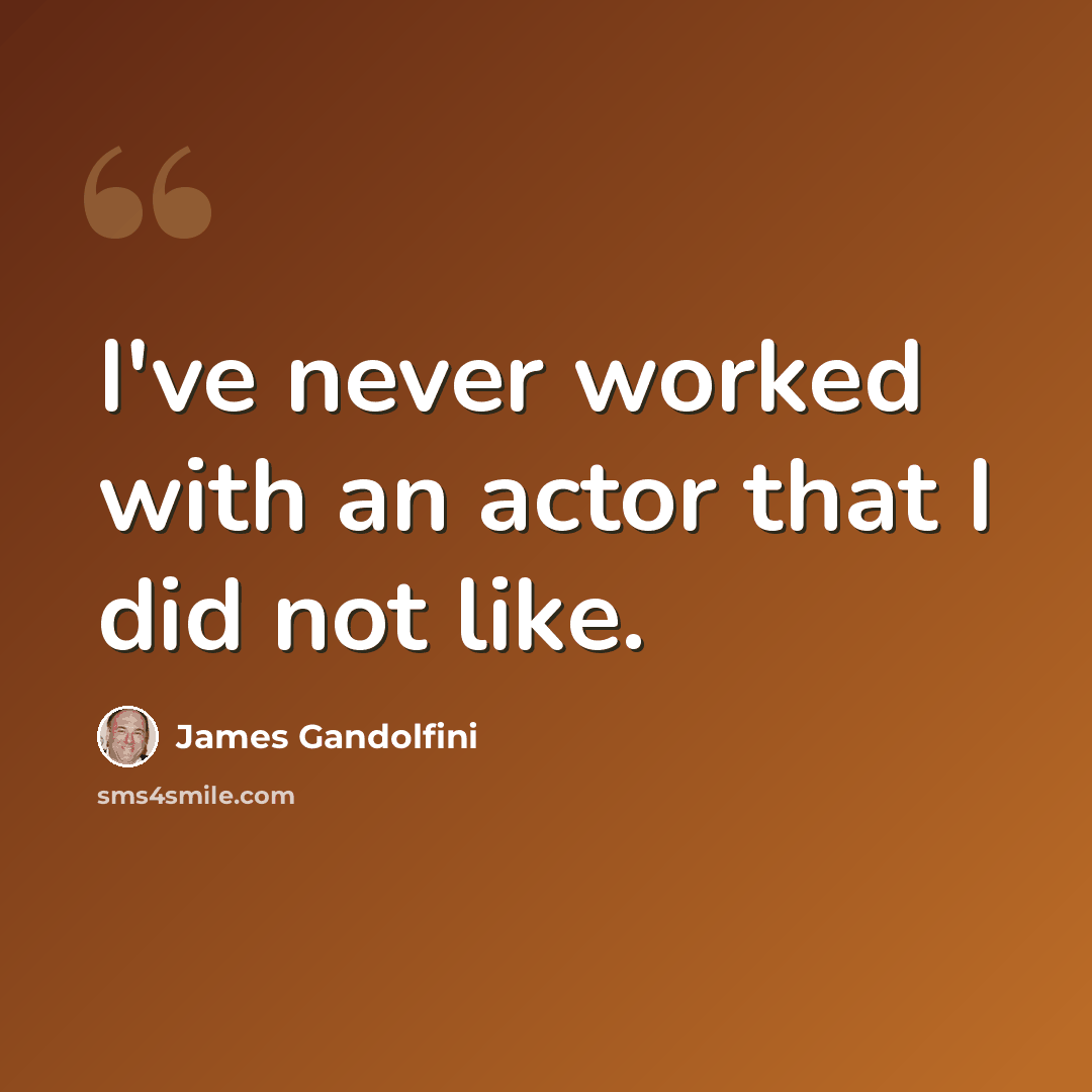 “I've never worked with an actor that I did not like.” quote by James Gandolfini