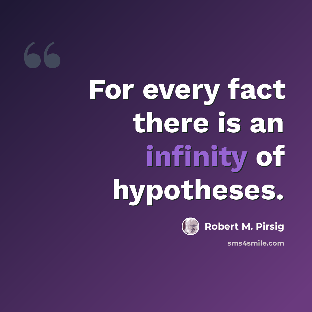 “For every fact there is an infinity of hypotheses.” quote by Robert M. Pirsig