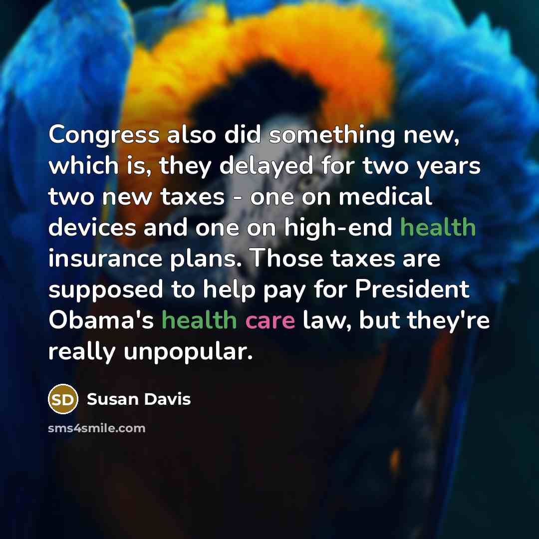 “Congress also did something new, which is, they delayed for two years two new taxes - one on medical devices and one on high-end health insurance plans. Those taxes are supposed to help pay for President Obama's health care law, but they're really unpopular.” quote by Susan Davis