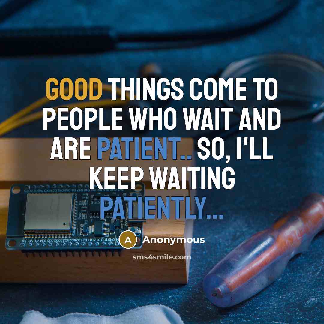 “Good things come to people who wait and are patient.. So, I'll keep waiting patiently...” quote by Anonymous