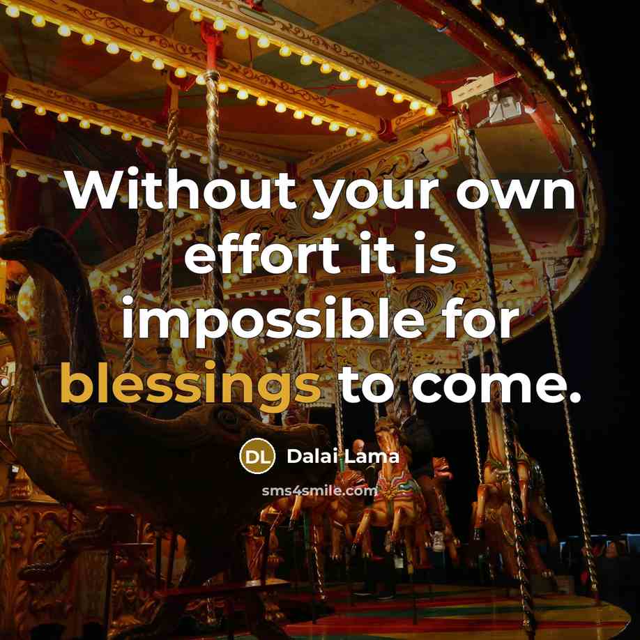 “Without your own effort it is impossible for blessings to come.” quote by Dalai Lama