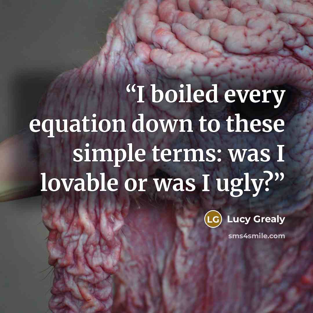 “I boiled every equation down to these simple terms: was I lovable or was I ugly?” quote by Lucy Grealy