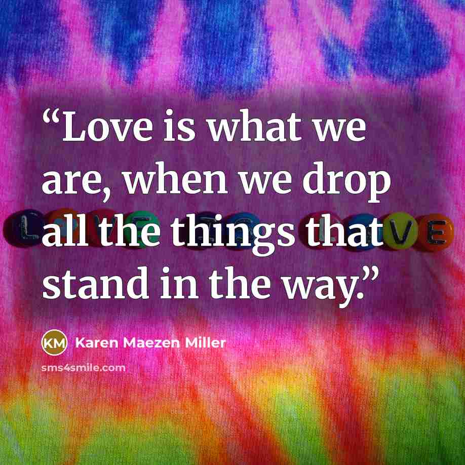 “Love is what we are, when we drop all the things that stand in the way.” quote by Karen Maezen Miller