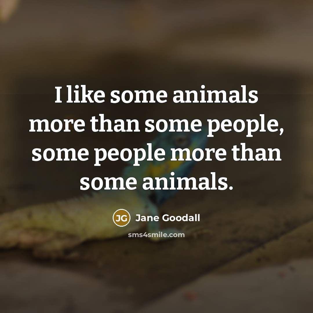 “I like some animals more than some people, some people more than some animals.” quote by Jane Goodall