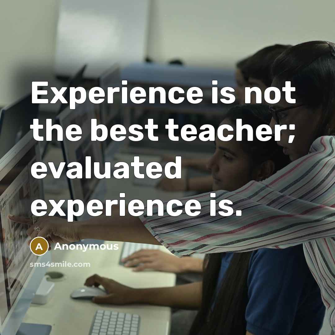 “Experience is not the best teacher; evaluated experience is.” quote by Anonymous