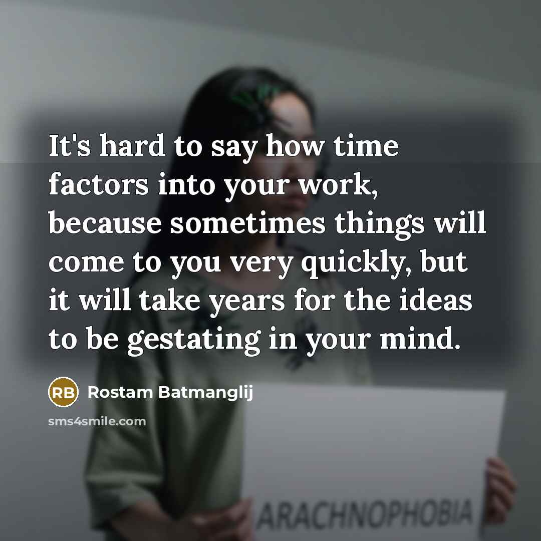 “It's hard to say how time factors into your work, because sometimes things will come to you very quickly, but it will take years for the ideas to be gestating in your mind.” quote by Rostam Batmanglij