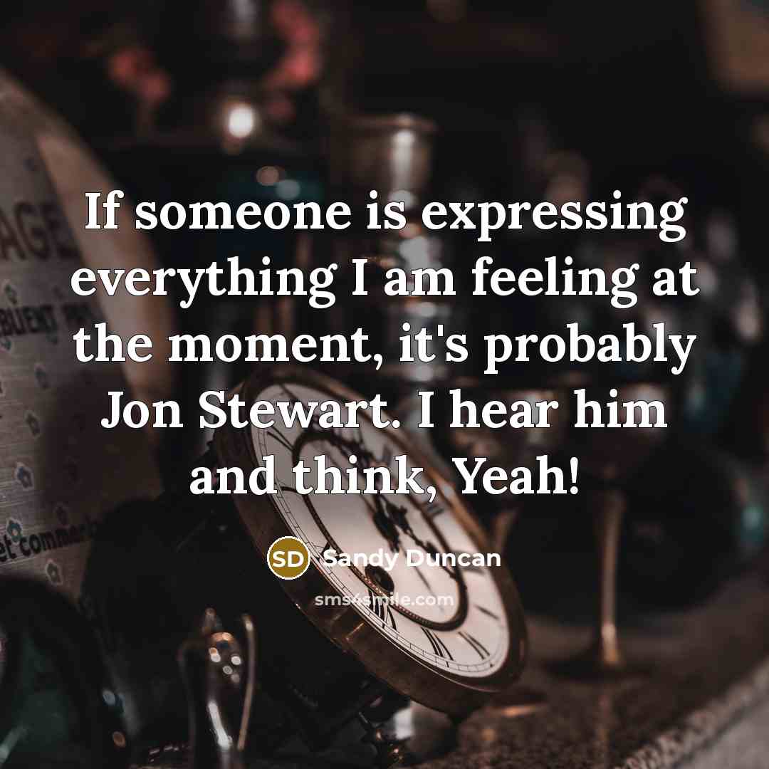 “If someone is expressing everything I am feeling at the moment, it's probably Jon Stewart. I hear him and think, Yeah!” quote by Sandy Duncan