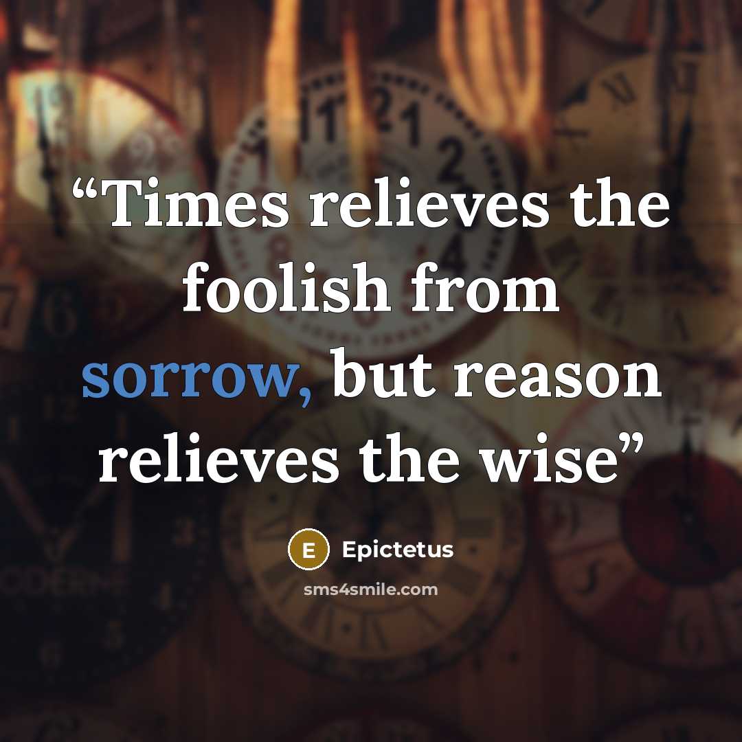“Times relieves the foolish from sorrow, but reason relieves the wise” quote by Epictetus