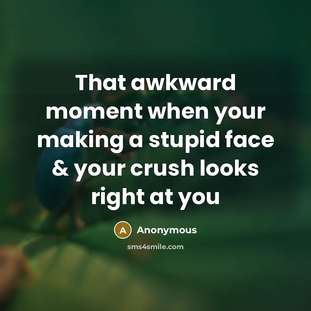 “That awkward moment when your making a stupid face & your crush looks right at you” quote by Anonymous