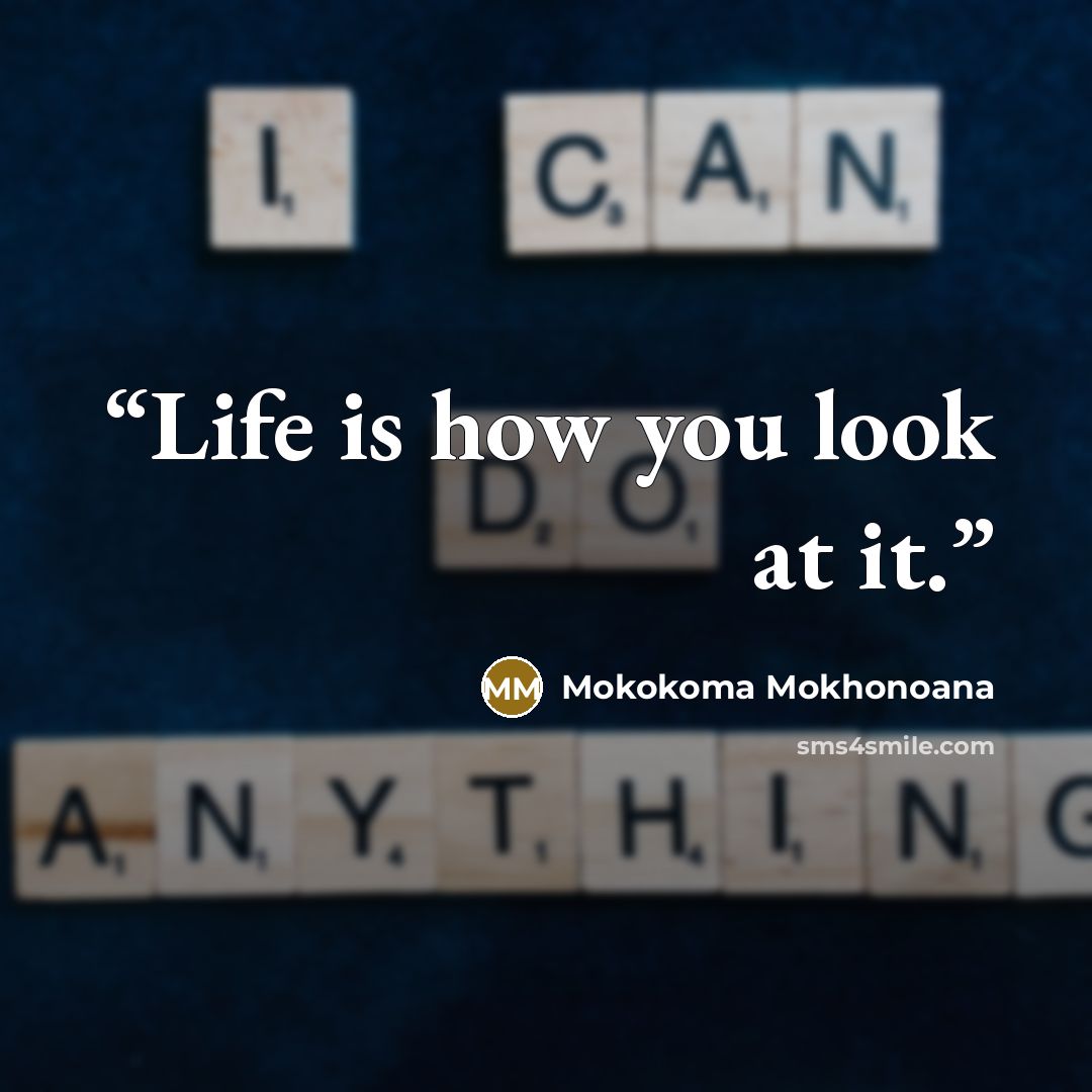 “Life is how you look at it.” quote by Mokokoma Mokhonoana