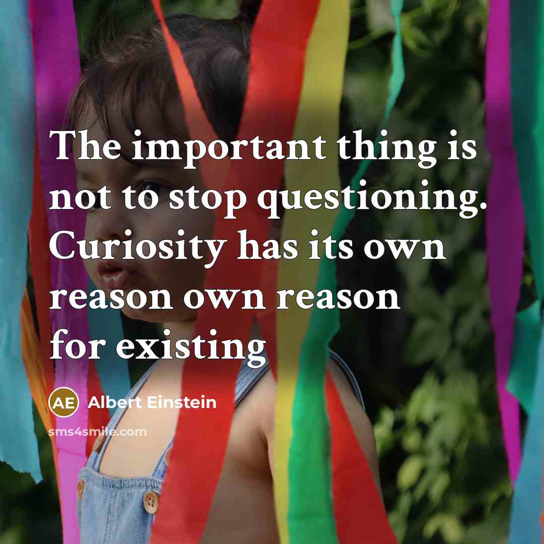 “The important thing is not to stop questioning. Curiosity has its own reason own reason for existing” quote by Albert Einstein