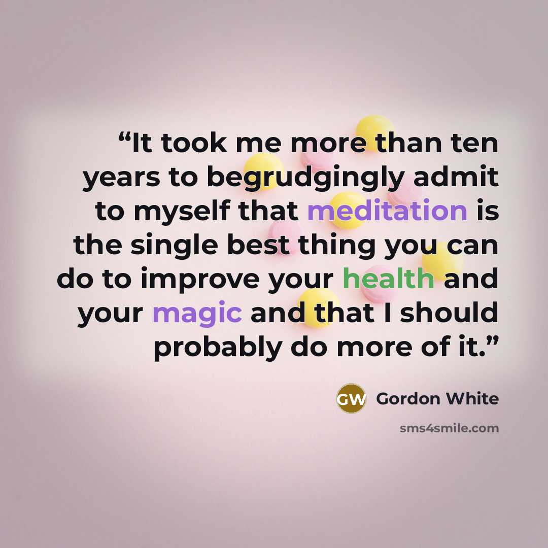 “It took me more than ten years to begrudgingly admit to myself that meditation is the single best thing you can do to improve your health and your magic and that I should probably do more of it.” quote by Gordon White