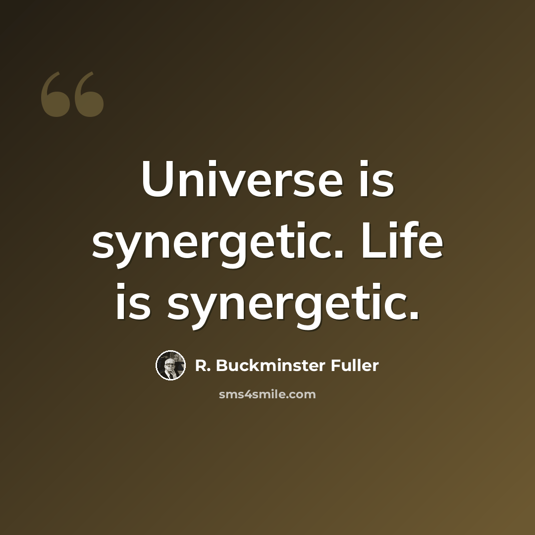 “Universe is synergetic. Life is synergetic.” quote by R. Buckminster Fuller