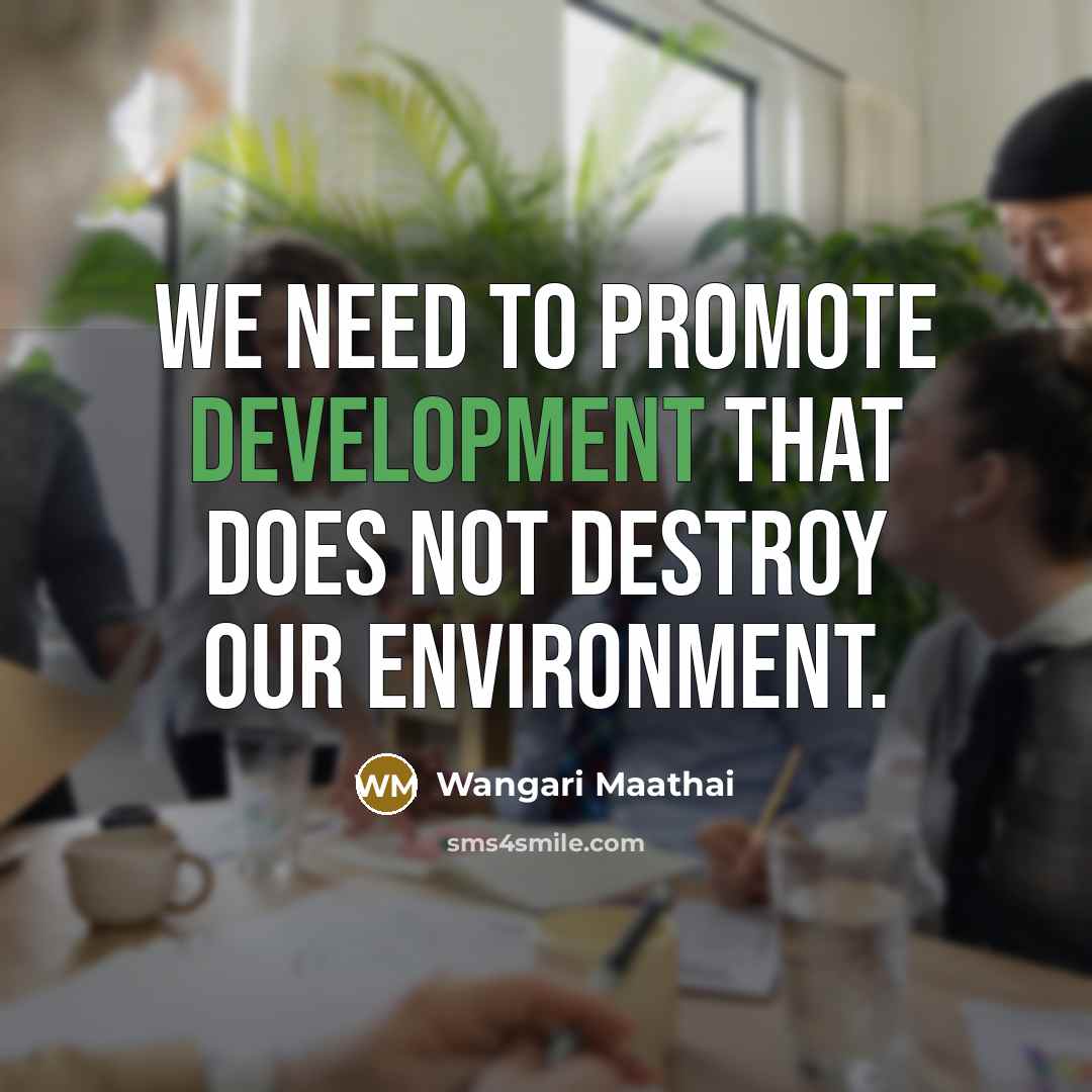 “We need to promote development that does not destroy our environment.” quote by Wangari Maathai