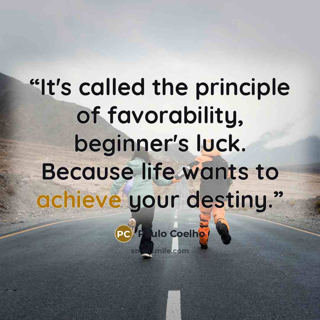 “It's called the principle of favorability, beginner's luck. Because life wants to achieve your destiny.” quote by Paulo Coelho