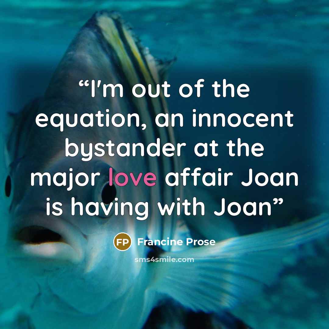 “I'm out of the equation, an innocent bystander at the major love affair Joan is having with Joan” quote by Francine Prose