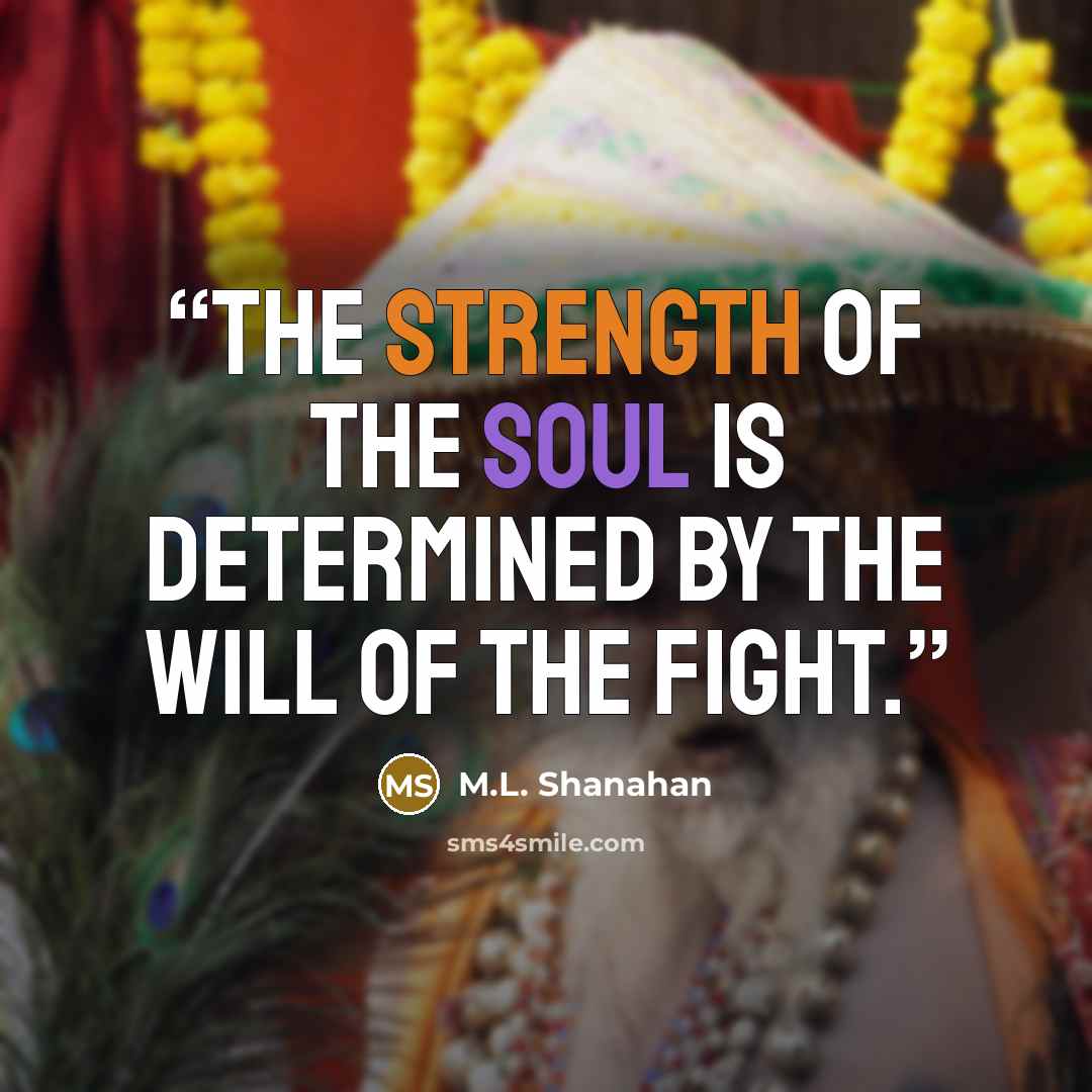 “The strength of the soul is determined by the will of the fight.” quote by M.L. Shanahan