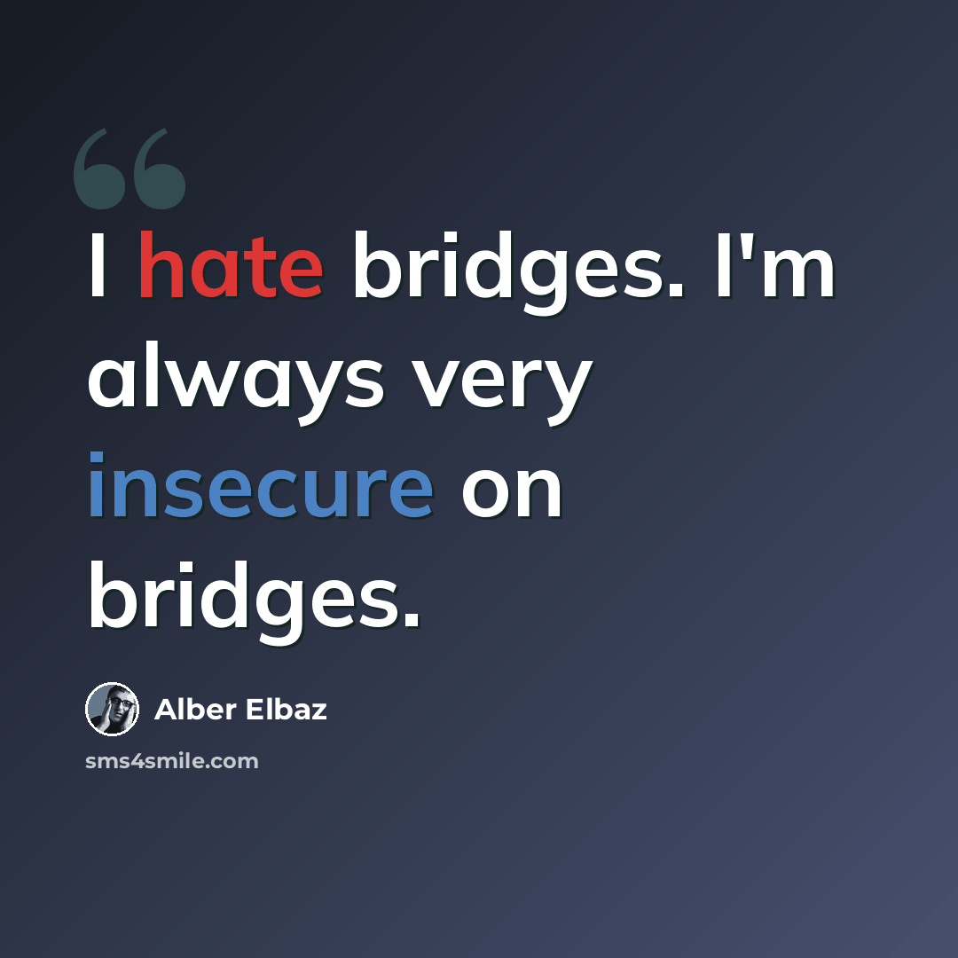“I hate bridges. I'm always very insecure on bridges.” quote by Alber Elbaz