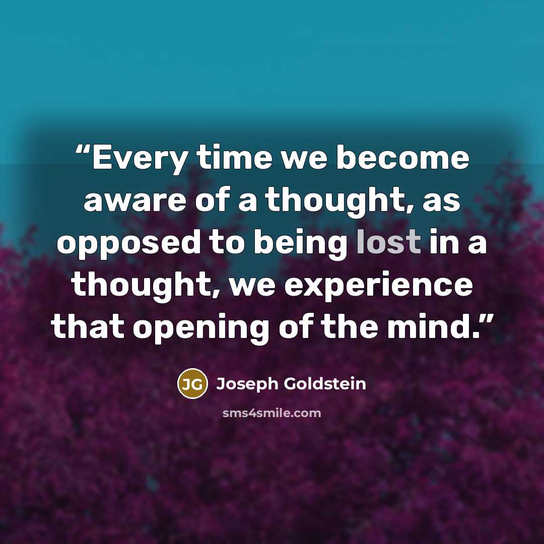 “Every time we become aware of a thought, as opposed to being lost in a thought, we experience that opening of the mind.” quote by Joseph Goldstein