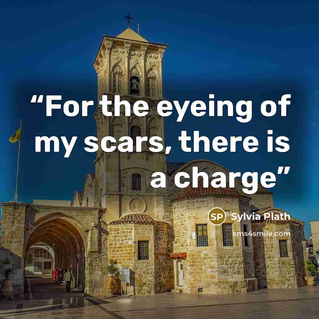 “For the eyeing of my scars, there is a charge” quote by Sylvia Plath