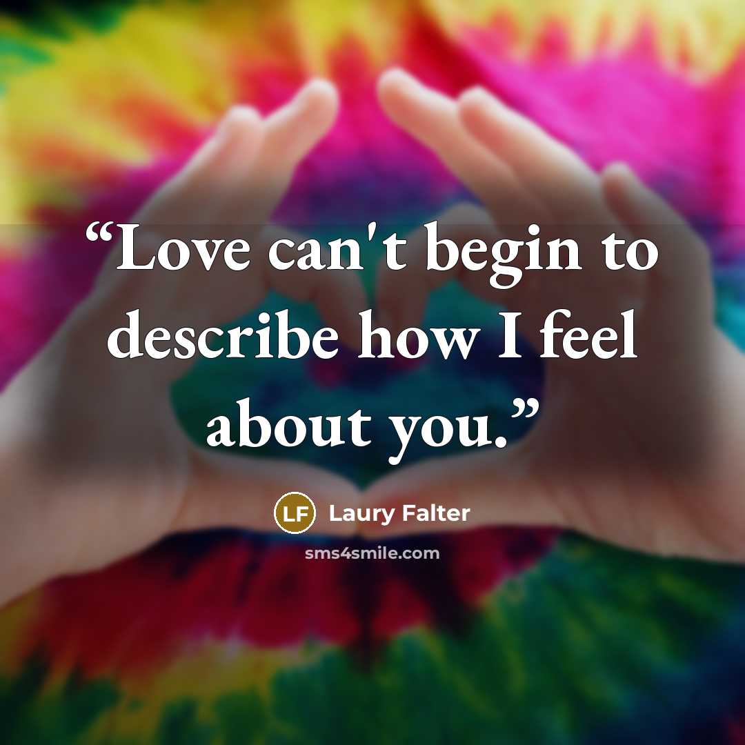“Love can't begin to describe how I feel about you.” quote by Laury Falter