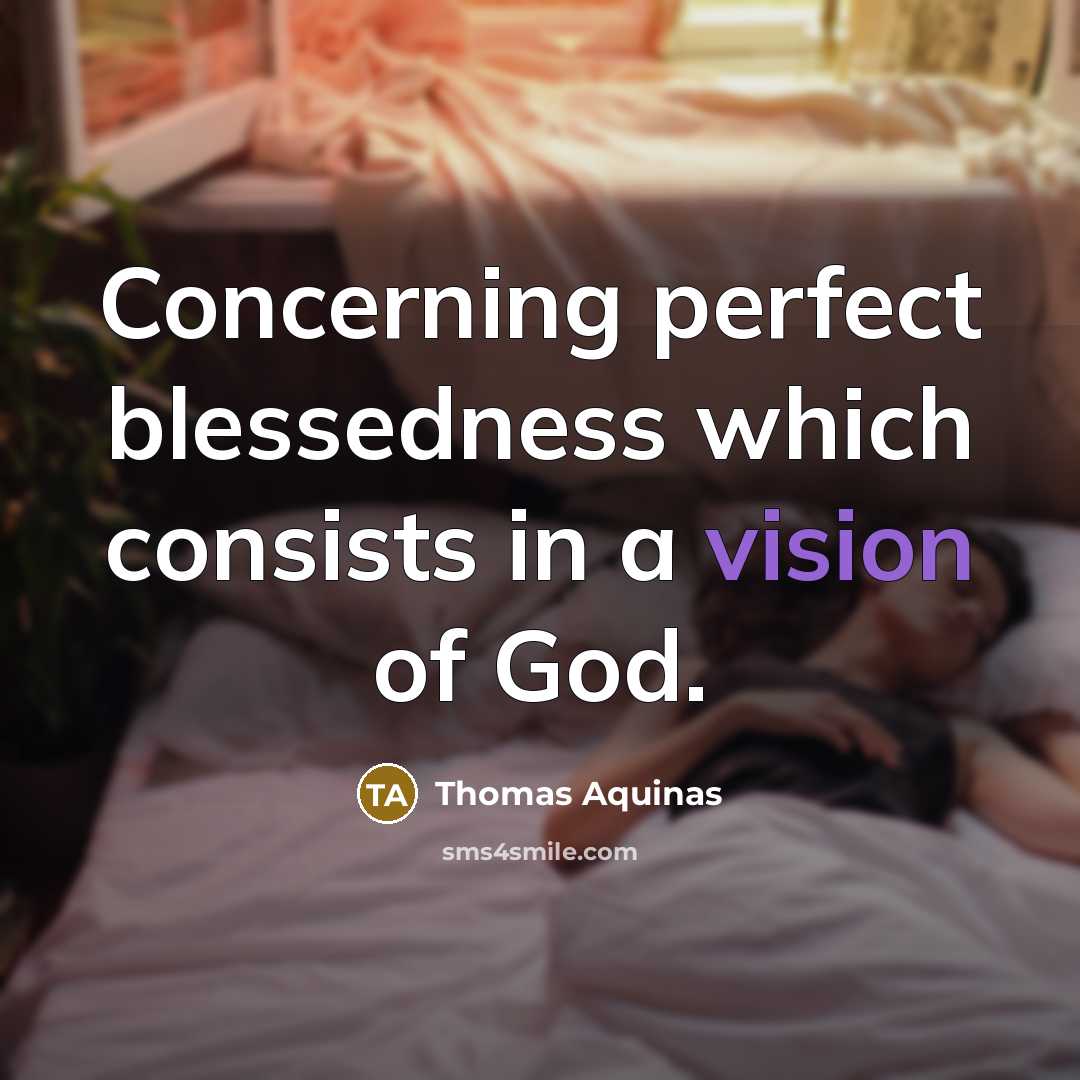 “Concerning perfect blessedness which consists in a vision of God.” quote by Thomas Aquinas