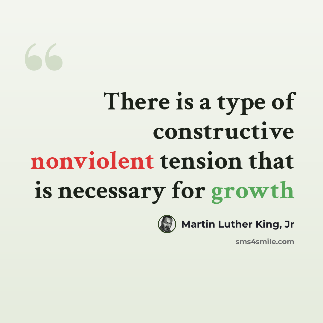 “There is a type of constructive nonviolent tension that is necessary for growth” quote by Martin Luther King, Jr