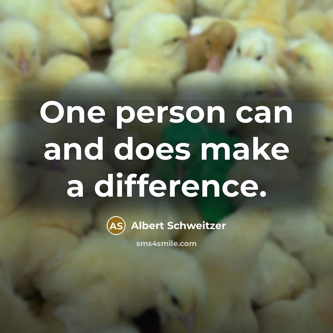 “One person can and does make a difference.” quote by Albert Schweitzer