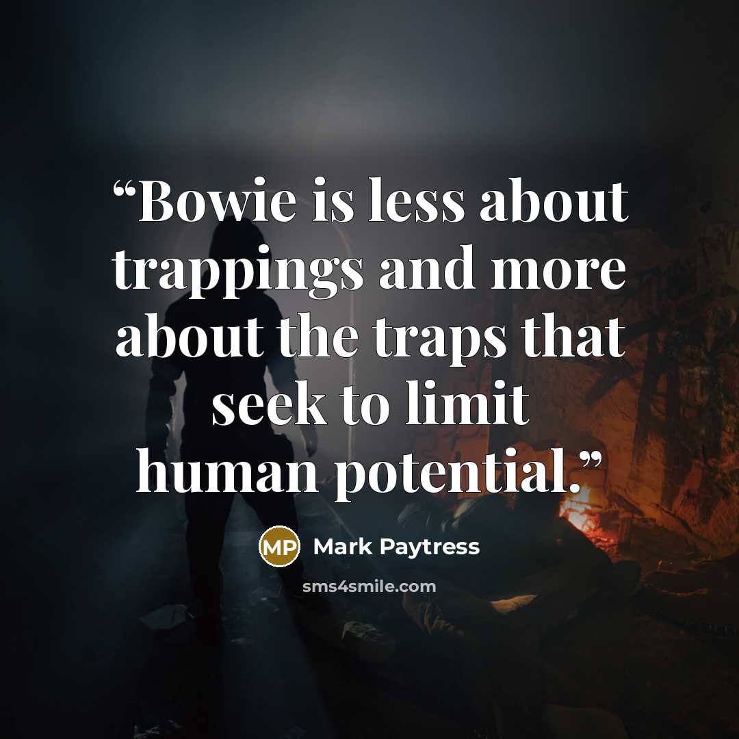 “Bowie is less about trappings and more about the traps that seek to limit human potential.” quote by Mark Paytress