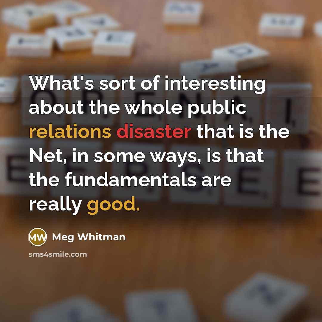 “What's sort of interesting about the whole public relations disaster that is the Net, in some ways, is that the fundamentals are really good.” quote by Meg Whitman