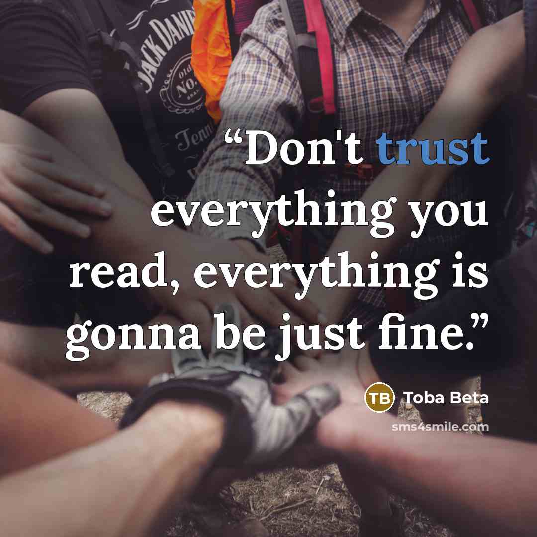 “Don't trust everything you read, everything is gonna be just fine.” quote by Toba Beta