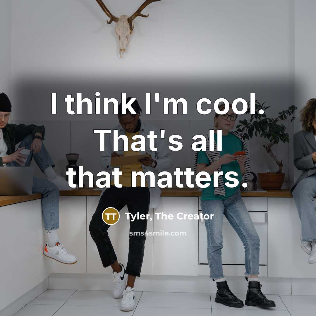 “I think I'm cool. That's all that matters.” quote by Tyler, The Creator