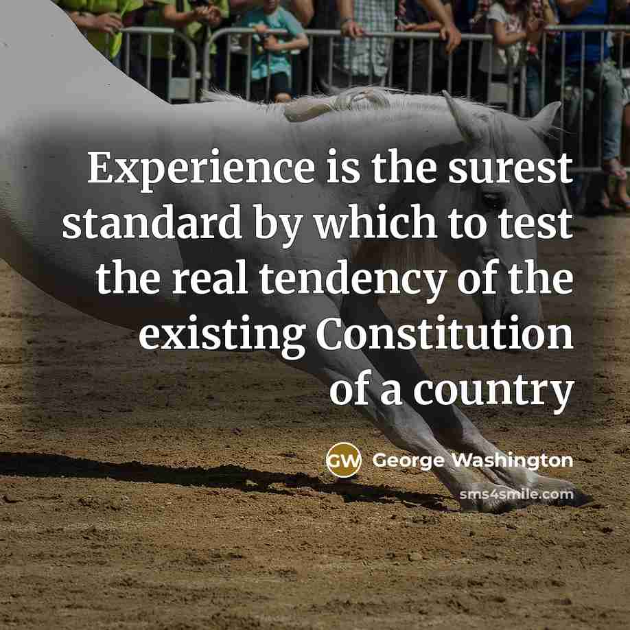 “Experience is the surest standard by which to test the real tendency of the existing Constitution of a country” quote by George Washington