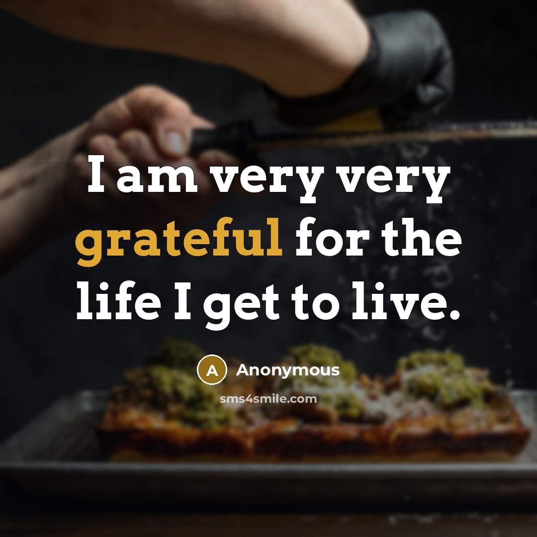 “I am very very grateful for the life I get to live.” quote by Anonymous