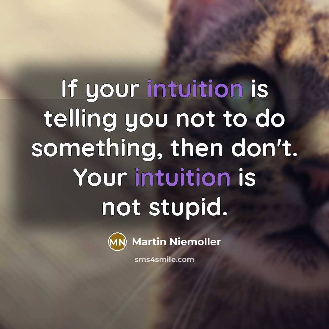 “If your intuition is telling you not to do something, then don't. Your intuition is not stupid.” quote by Martin Niemoller