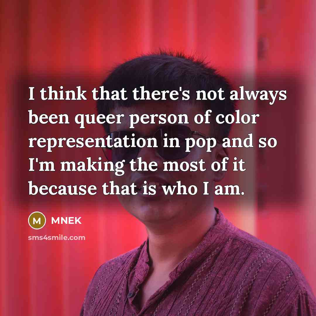 “I think that there's not always been queer person of color representation in pop and so I'm making the most of it because that is who I am.” quote by MNEK
