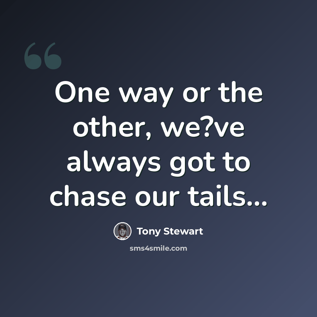 “One way or the other, we?ve always got to chase our tails…” quote by Tony Stewart