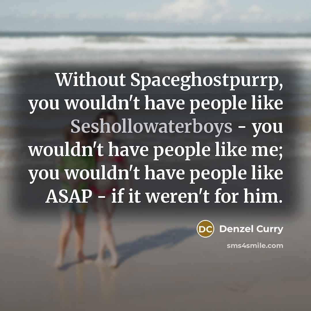 “Without Spaceghostpurrp, you wouldn't have people like Seshollowaterboys - you wouldn't have people like me; you wouldn't have people like ASAP - if it weren't for him.” quote by Denzel Curry