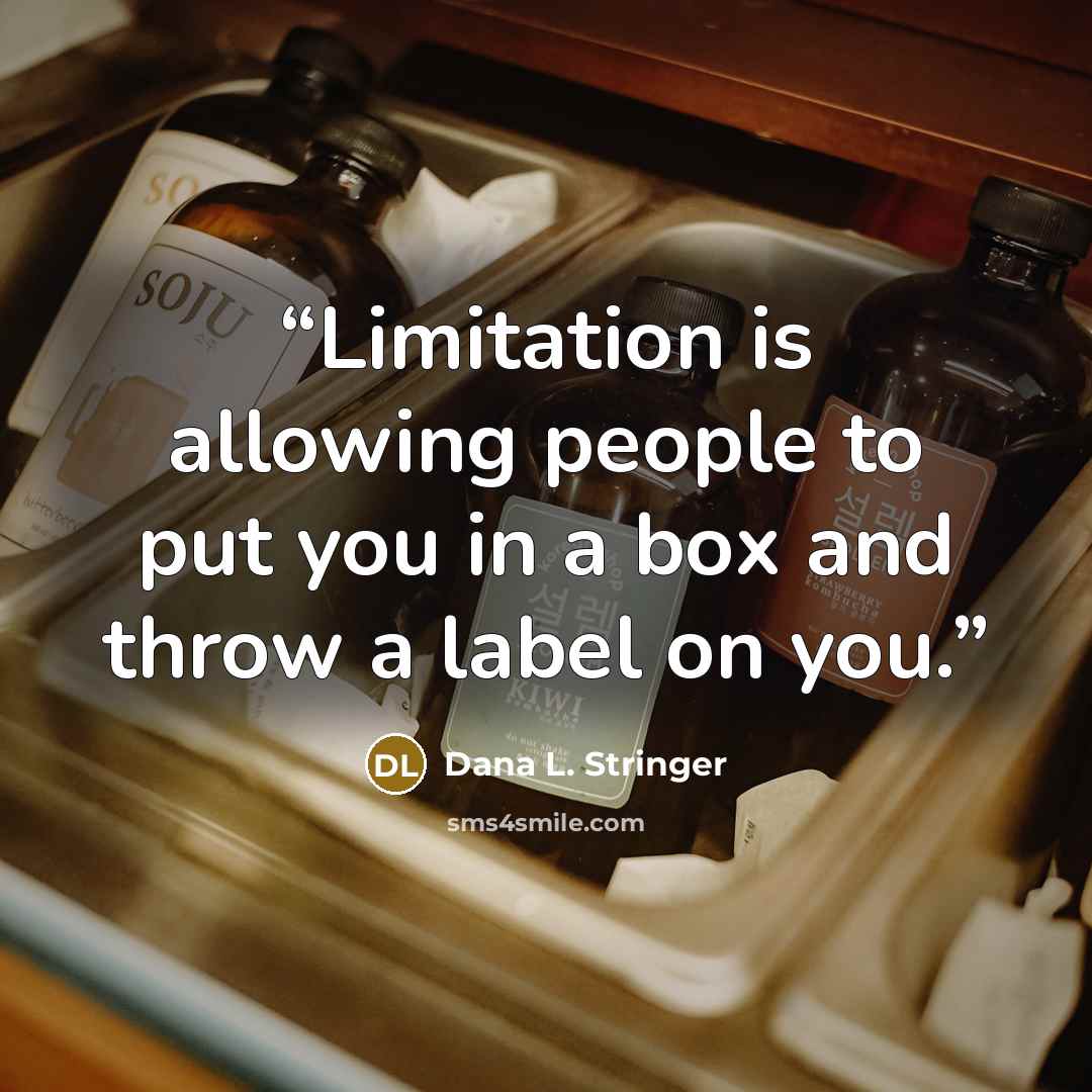 “Limitation is allowing people to put you in a box and throw a label on you.” quote by Dana L. Stringer